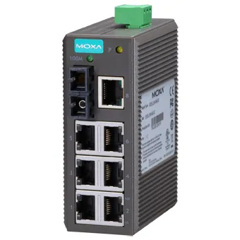 MOXA EDS-208-M-SC Компактный коммутатор 7 x 10/100BaseTX, 1 x 100BaseFX (многомодовое оптоволокно) в пластиковом корпусе