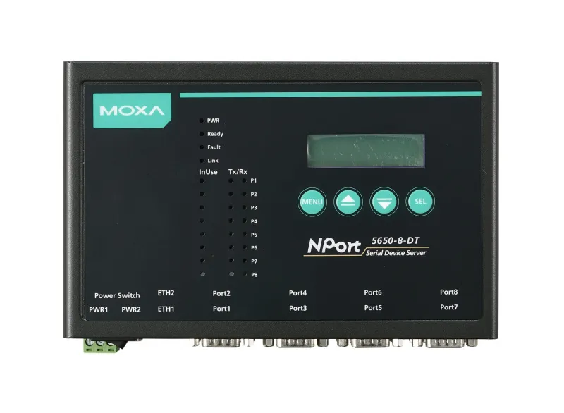 MOXA NPort 5650I-8-DT 8-портовый асинхронный сервер RS-232/422/485 в Ethernet в настольном исполнении c изоляцией 2 КВ