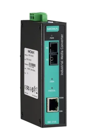 MOXA IMC-21A-S-SC Медиа-конвертер Ethernet 10/100BaseTX в 100BaseFX (одномодовое оптоволокно) в металическом корпусе
