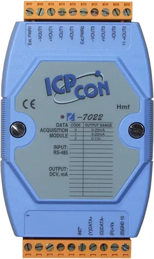 ICP-CON I-7022 2-канальный 12-битный модуль аналогового вывода