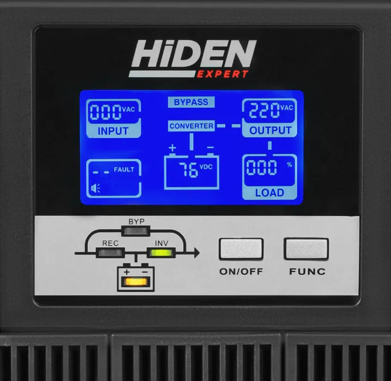 ИБП HIDEN UDC9201H-24 EXPERT, внешние акб=24В (2 АКБ), ЗУ 8A, 1 kVA/0,8 kW (PF=0,8)