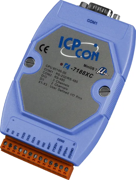 ICP-CON I-7188XC-512 Программируемый контроллер с 2 COM-портами (1 x RS-232 или RS-485, 1 x RS-485) со слотом для мезонинного модуля