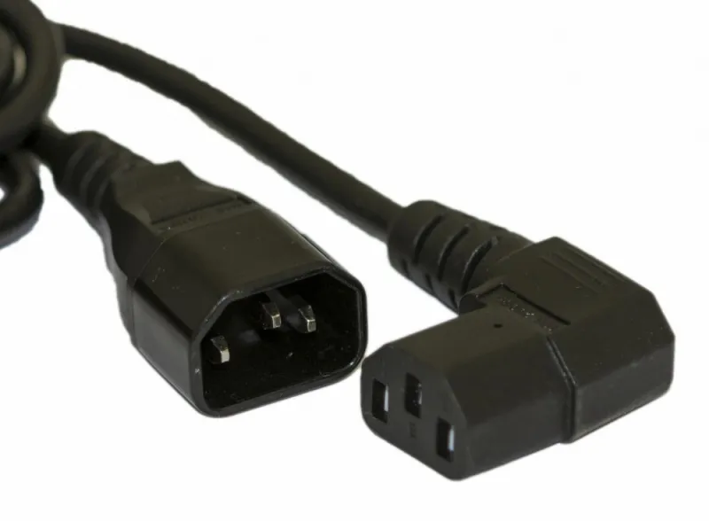 Hyperline PWC-IEC13A-IEC14-3.0-BK Кабель питания IEC 320 C13 (угловой) - IEC320 C14 (3x0.75), 10A, прямая вилка, 3м, цвет черный
