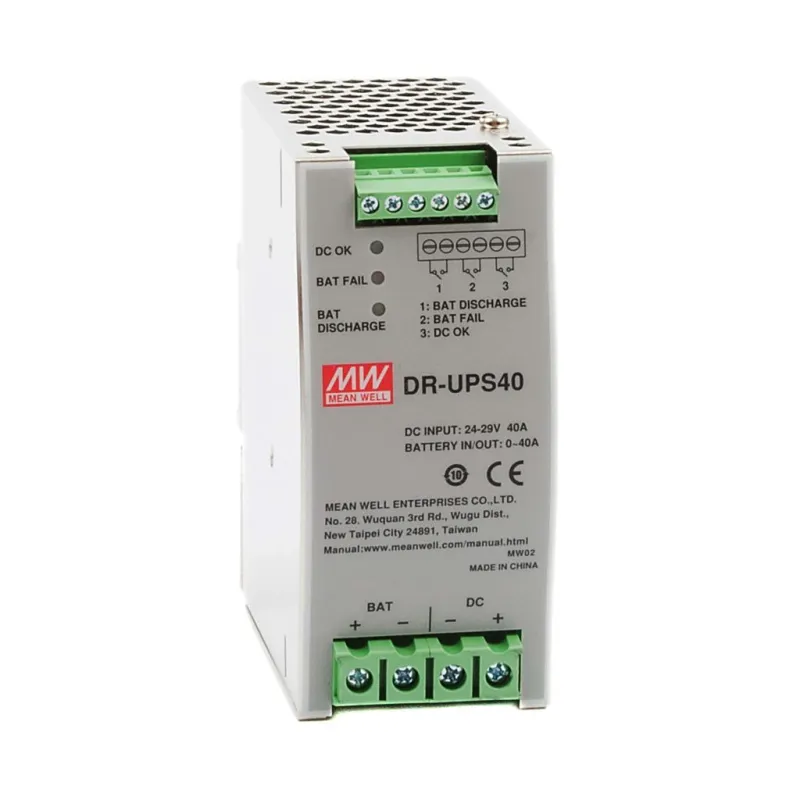 DR-UPS40 Mean Well Контроллер аккумулятора системы бесперебойного питания (монтаж на DIN-рейку, 24В, 40А)