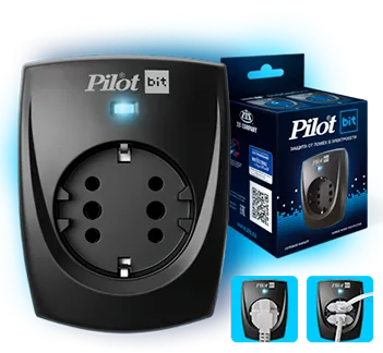 Сетевой фильтр Pilot Bit GP (1 розетка) черный, 16А, 3500 ВA 1300Дж