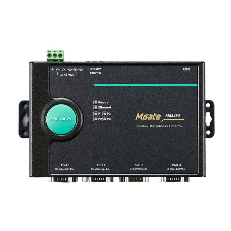 MGate MB3480 4-портовый преобразователь Modbus-RTU/ASCII (RS-232/422/485) в Modbus/TCP MOXA 