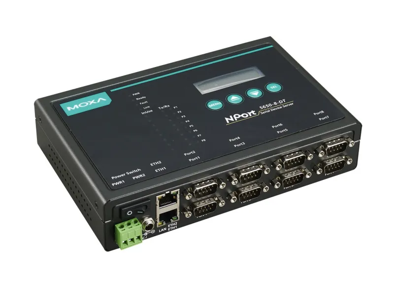 MOXA NPort 5650I-8-DT 8-портовый асинхронный сервер RS-232/422/485 в Ethernet в настольном исполнении c изоляцией 2 КВ