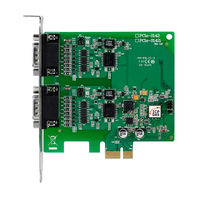 Плата PCIe-S142i 2-портовая плата RS-422/485 с разъемами на кабеле DB9, с изоляцией последовательных портов