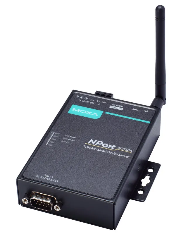 MOXA NPort W2150A-T-EU 1-портовый сервер RS-232/422/485 в беспроводный Ethernet Wi-Fi IEEE 802.11a/b/g расш. температурный диап.