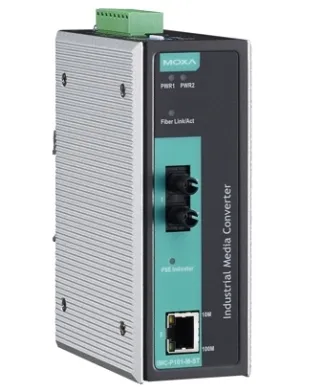 MOXA IMC-P101-S-ST Медиа-конвертер Ethernet в оптику IEEE 802.3af PoE в металлическом корпусе, многомод, разъем ST