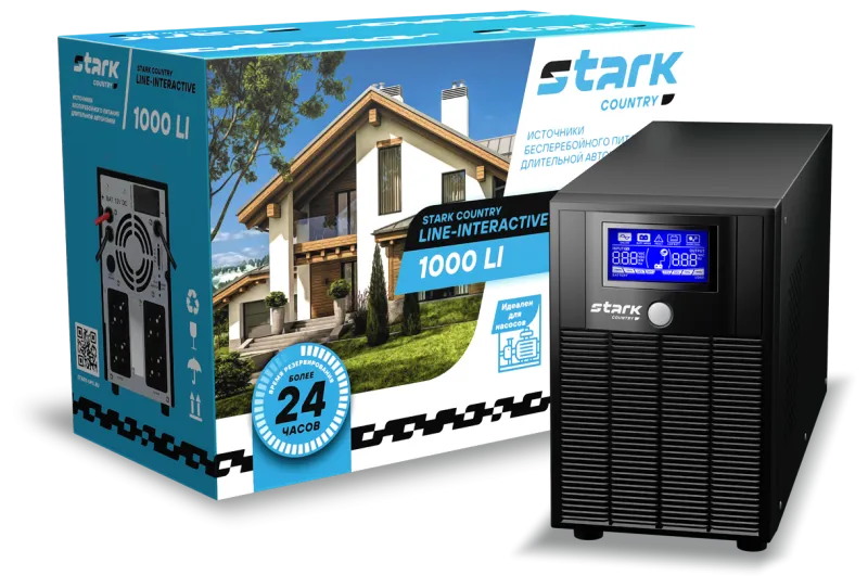 Stark Country 1000 LI ИБП (1000ВА/600Вт) АКБ 12В Батареи в комплект не входят