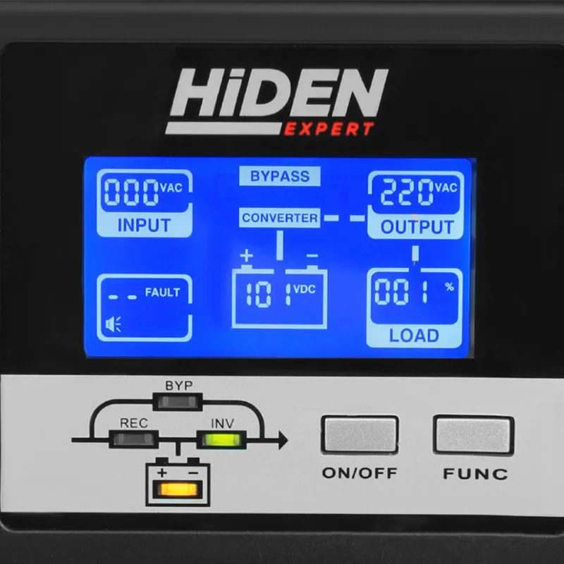 ИБП HIDEN EXPERT UDC9202S, встроенные АКБ в корпусе (6х9А/ч), 2 kVA/1,8 kW (PF=0,9)