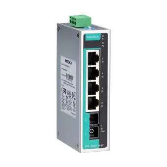 MOXA EDS-205A-M-SC Компактный коммутатор 4 x 10/100BaseTX, 1 x 100BaseFX (многомодовое оптоволокно) в металлическом корпусе