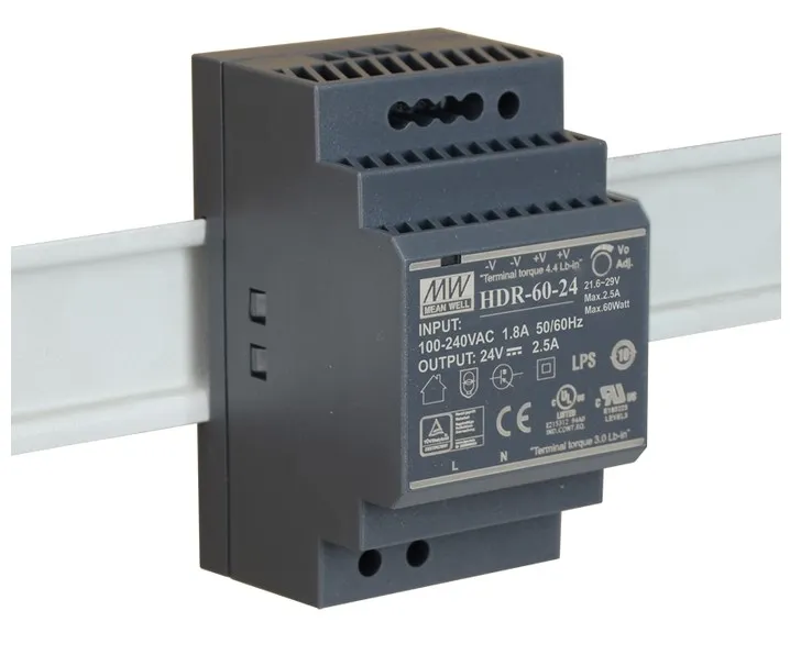 HDR-60-24 Mean Well Блок питания (AC/DC, 24В, 2.5А, 60Вт)