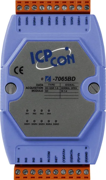 ICP-CON I-7065B Модуль с 4 каналами дискретного ввода и 5 каналами вывода твердотельных реле постоянного тока (DC SSR) с изоляцией