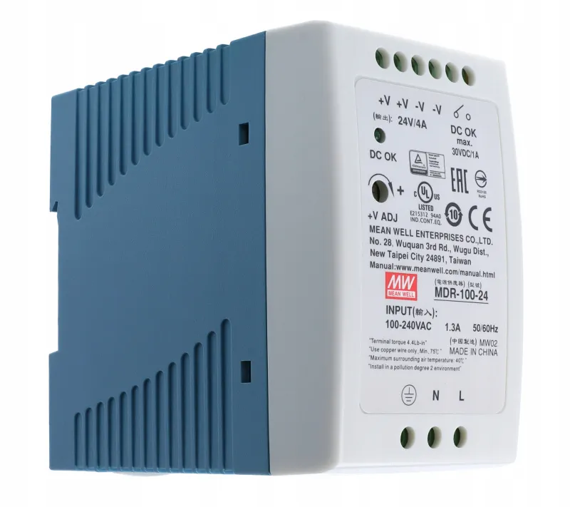 MDR-100-24 Mean Well Блок питания (AC/DC, монтаж DIN-рейку, 24В, 4А, 96Вт)