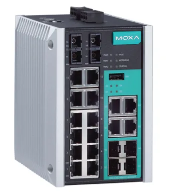 MOXA EDS-518E-MM-SC-4GTXSFP Управляемый коммутатор Gigabit Ethernet c портами 12 x 10/100BaseTX, 4 x 10/100/1000BaseT(X) или 100/1000BaseSFP, 2 x 100BaseFX (многомод, разъем SC) 