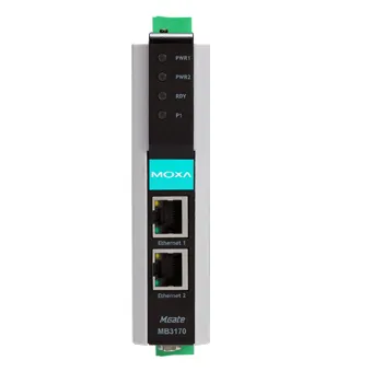 MOXA MGate MB3170 1-портовый преобразователь Modbus-RTU/ASCII (RS-232/422/485) в Modbus/TCP в промышленном исполнении