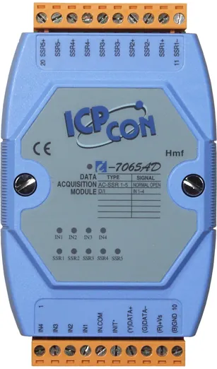 ICP-CON I-7065AD Модуль с 4 каналами дискретного ввода и 5 каналами вывода твердотельных реле переменного тока (AC SSR) с изоляцией и индикацией