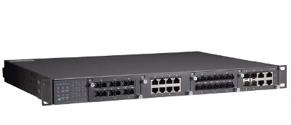 MOXA PT-7728-F-HV-HV Шасси коммутатора 2 уровня, до 28 портов: 3 слота для Fast Ethernet модулей, 1 слот для Gigabit Ethernet модулей, порты Ethernet на передней панели, резервируемое питание 110/220 VDC/VAC, -40...+85С