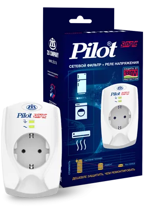 Сетевой фильтр Pilot Single (1 розетка) белый 16А 3500Вт, микропроцессорный с защитным отключением