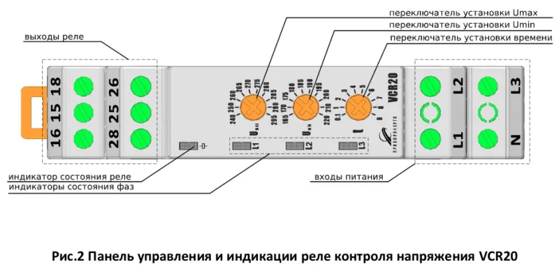Реле контроля напряжения VCR20 (Приборэнерго)