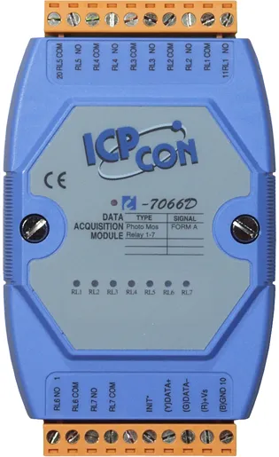 ICP-CON I-7066D модуль дискретного вывода 7-канальный с оптическим реле и со светодиодами для каждого канала