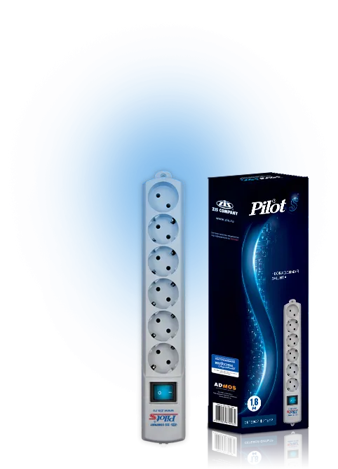 Pilot S 5м Сетевой фильтр (6 розеток) белый,10А 2200Вт