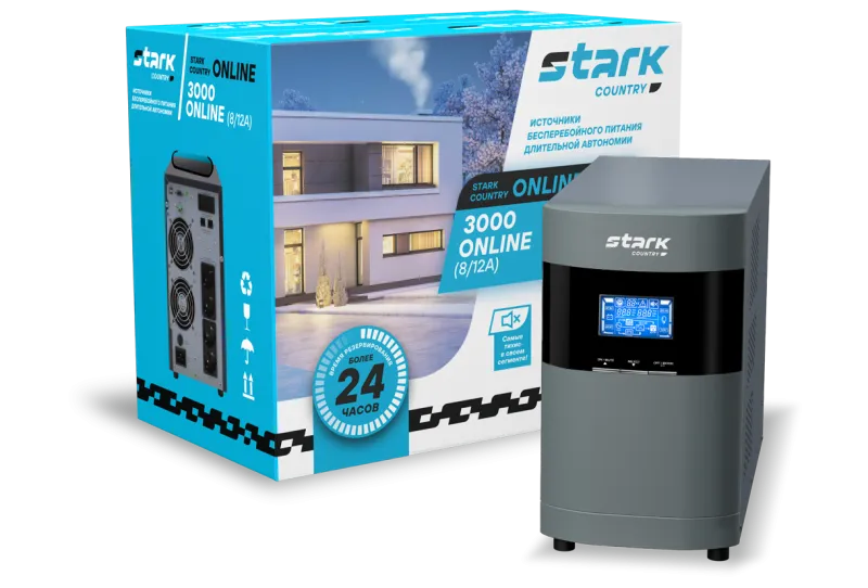 Stark Country 3000 online 8A ИБП (3000ВА/2400Вт) АКБ 72В Батареи в комплект не входят