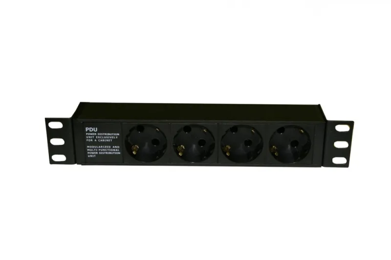 Hyperline SHE10-4SH-IEC Блок розеток для 10" шкафов горизонтальный, 4 розетки  Schuko (10A)