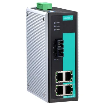 MOXA EDS-305-M-SC-T Коммутатор 4 x 10/100BaseTX, 1 x 100BaseFX (многомодовое оптоволокно), с расширенным диапазоном температур