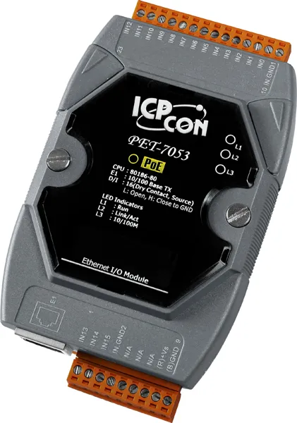 ICP-CON PET-7053 CR Mодуль дискретного ввода, 16 каналов,Ethernet 10/100