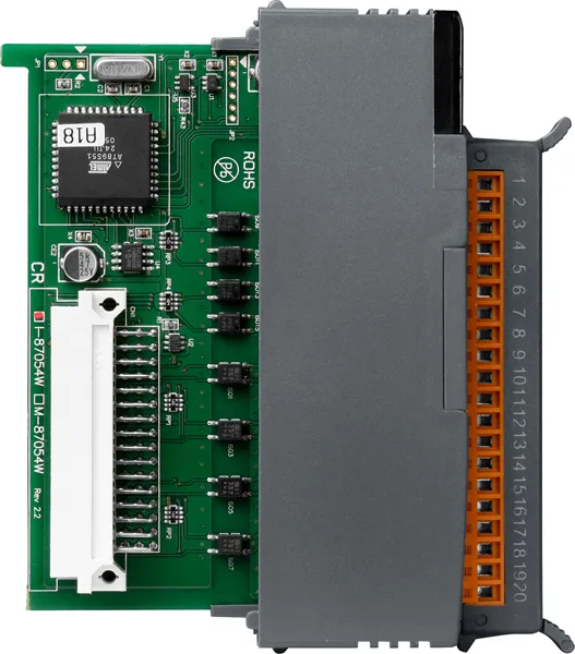 ICP-CON I-87054W-G Модуль с 8 каналами DO (sink, открытый коллектор) и 8 DI (sink, source, влажный), стандартный профиль, последовательная шина