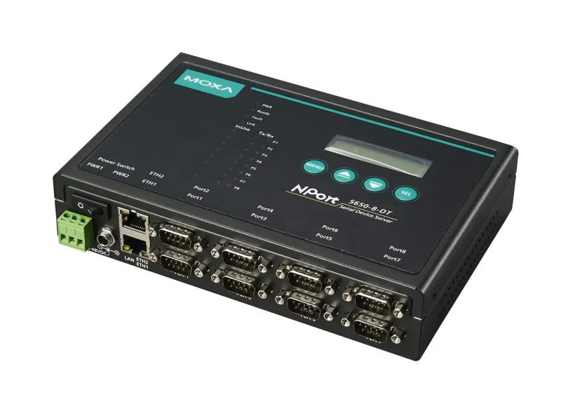 MOXA NPort 5650I-8-DT 8-портовый асинхронный сервер RS-232/422/485 в Ethernet в настольном исполнении c изоляцией 2 КВ