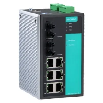 MOXA EDS-508A-MM-ST Управляемый коммутатор 6 x 10/100BaseTX, 2 x 100BaseFX (многомодовое оптоволокно), разъем ST