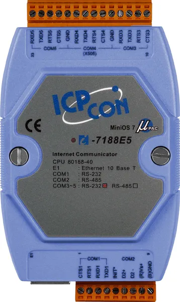 ICP-CON I-7188E5 Программируемый контроллер с 5 COM-портами (4 x RS-232, 1 x RS-485)