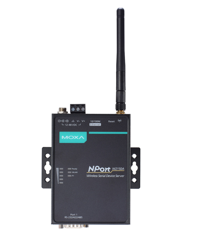 MOXA NPort W2150A-T-EU 1-портовый сервер RS-232/422/485 в беспроводный Ethernet Wi-Fi IEEE 802.11a/b/g расш. температурный диап.