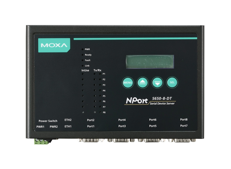 MOXA NPort 5650I-8-DT 8-портовый асинхронный сервер RS-232/422/485 в Ethernet в настольном исполнении c изоляцией 2 КВ
