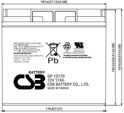 CSB GP 12170 Аккумуляторная батарея (12В, 17Ач) 