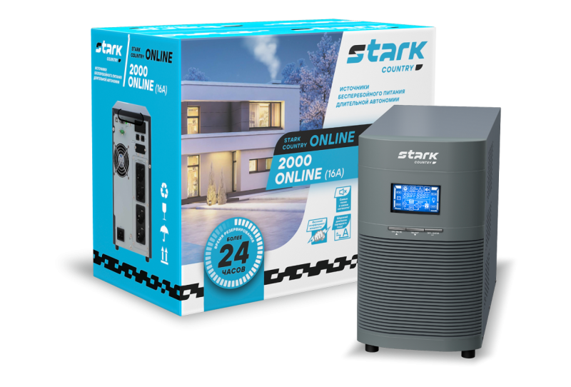 ИБП Stark Country 2000 online 16A (2000ВА/1800Вт) АКБ 48В Батареи в комплект не входят