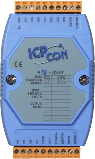 ICP-CON I-7044 Модуль с 4 каналами дискретного ввода и 8 каналами дискретного вывода с изоляцией  
