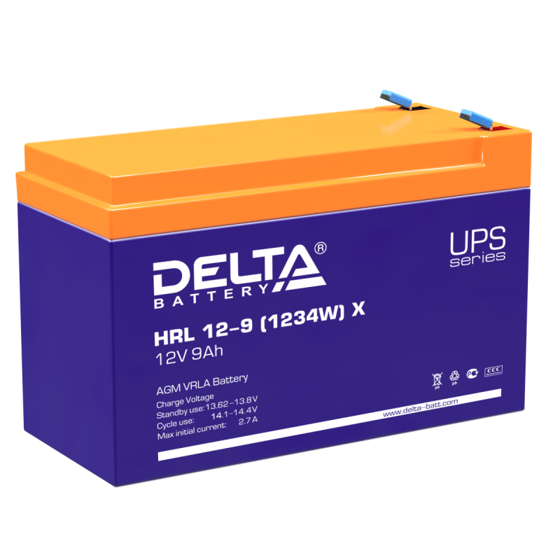 Delta HRL 12-9 X (1234W) Аккумуляторная батарея (12В, 9Ач)