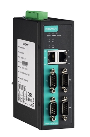 MOXA Nport IA5450AI 4-портовый усовершенствованный преобразователь RS-232/422/485 в Ethernet с изоляцией 2 КВ