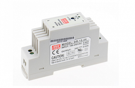 DR-15-24 Mean Well Блок питания (AC/DC, монтаж DIN-рейку, 24В, 0.63А)