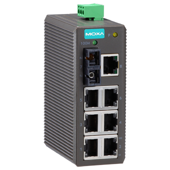 MOXA EDS-208-M-SC Компактный коммутатор 7 x 10/100BaseTX, 1 x 100BaseFX (многомодовое оптоволокно) в пластиковом корпусе