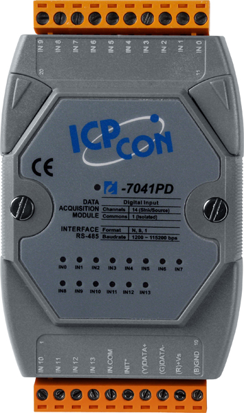 ICP-CON I-7041PD модуль дискретного ввода 14-канальный с изоляцией, 16-битные счетчики, индикация