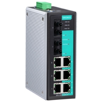 MOXA EDS-408A-MM-ST Коммутатор 6 x 10/100BaseTX, 2 x 100BaseFX (многомодовое оптоволокно) с базовыми функциями управления