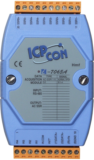 ICP-CON I-7065A модуль с 4 каналами дискретного ввода и 5 каналами вывода твердотельных реле переменного тока (AC SSR) с изоляцией