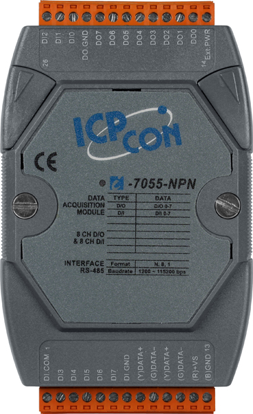 ICP-CON I-7055-NPN Модуль с 8 каналами дискретного ввода и 16-битного счетчика и 8 каналами дискретного вывода с изоляцией