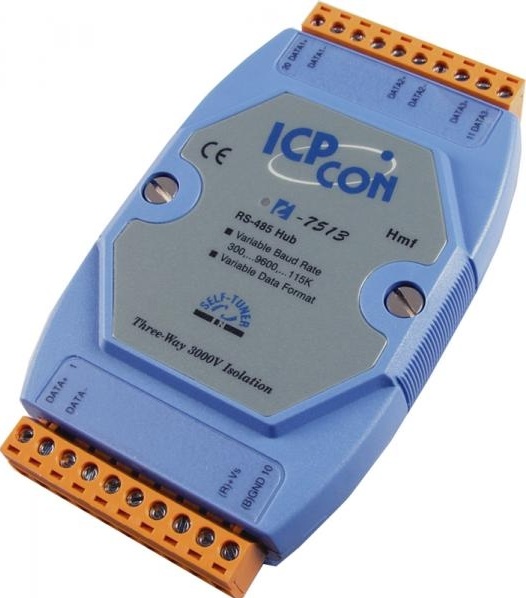 ICP-CON I-7513U Концентратор хаб 3xRS-485 с автоматическим контролем за направлением передачи данных для RS-485, изоляция, скорость задается вручную